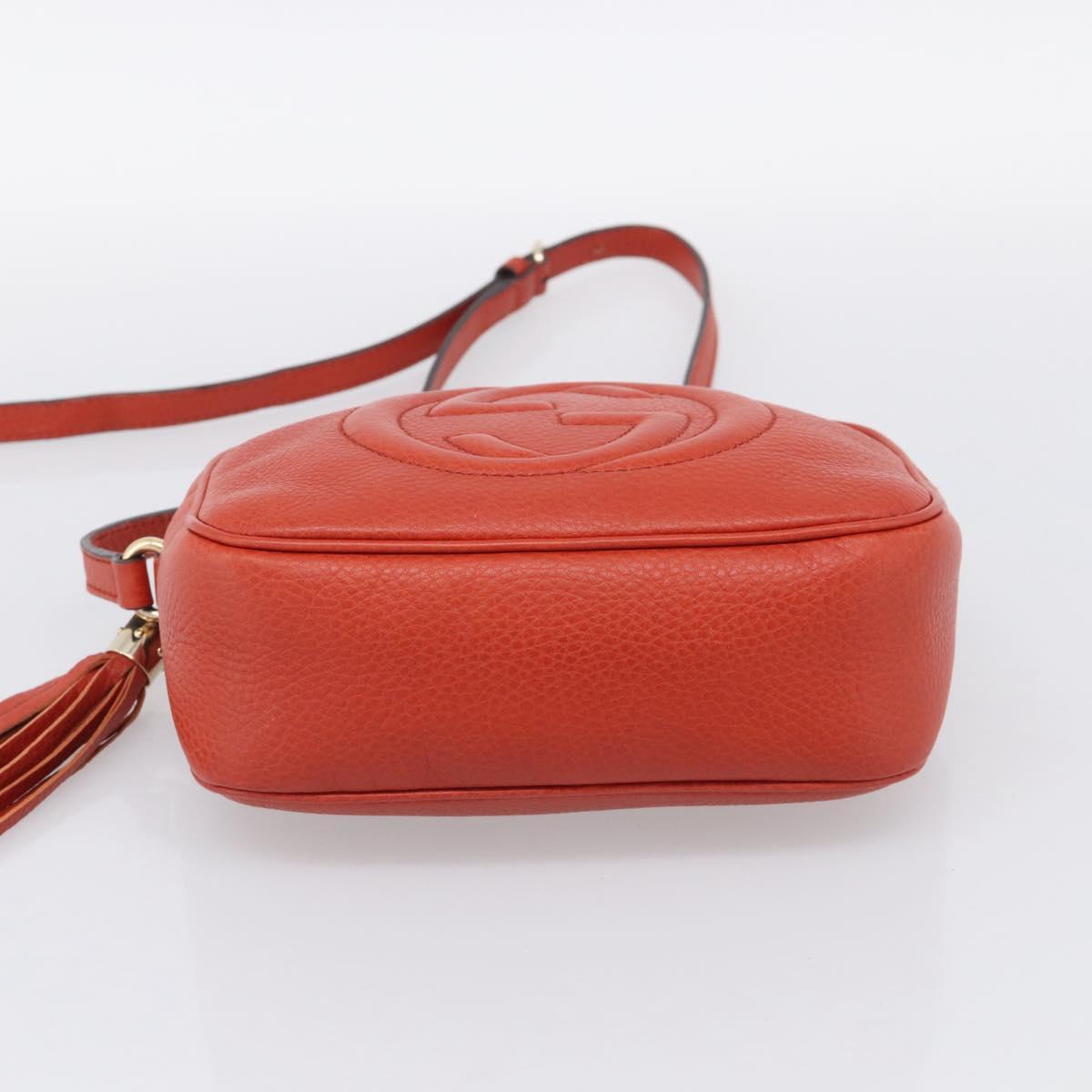 GUCCI Shoulder Bag Leather Orange Gold 308364 Auth ka7014