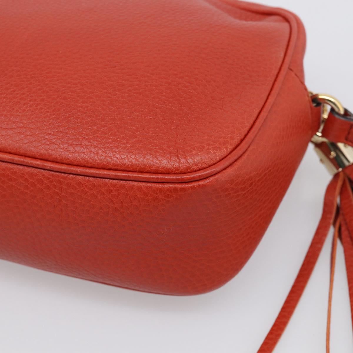 GUCCI Shoulder Bag Leather Orange Gold 308364 Auth ka7014