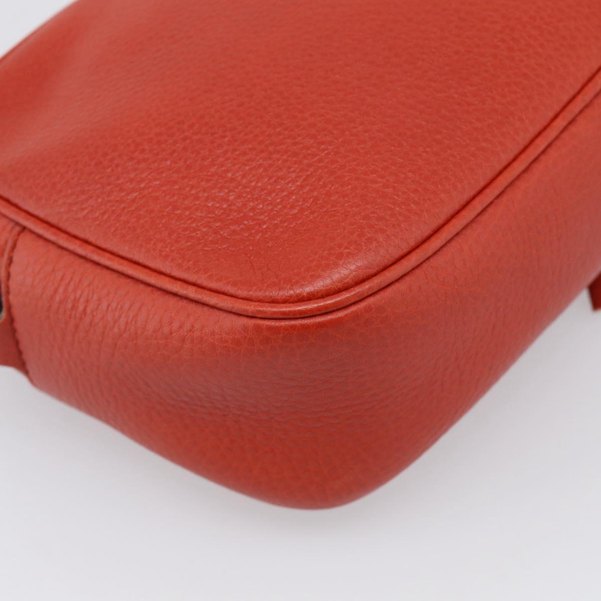 GUCCI Shoulder Bag Leather Orange Gold 308364 Auth ka7014