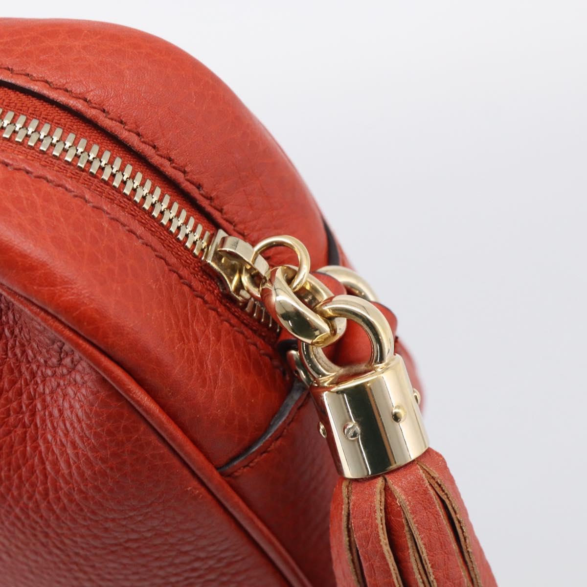 GUCCI Shoulder Bag Leather Orange Gold 308364 Auth ka7014