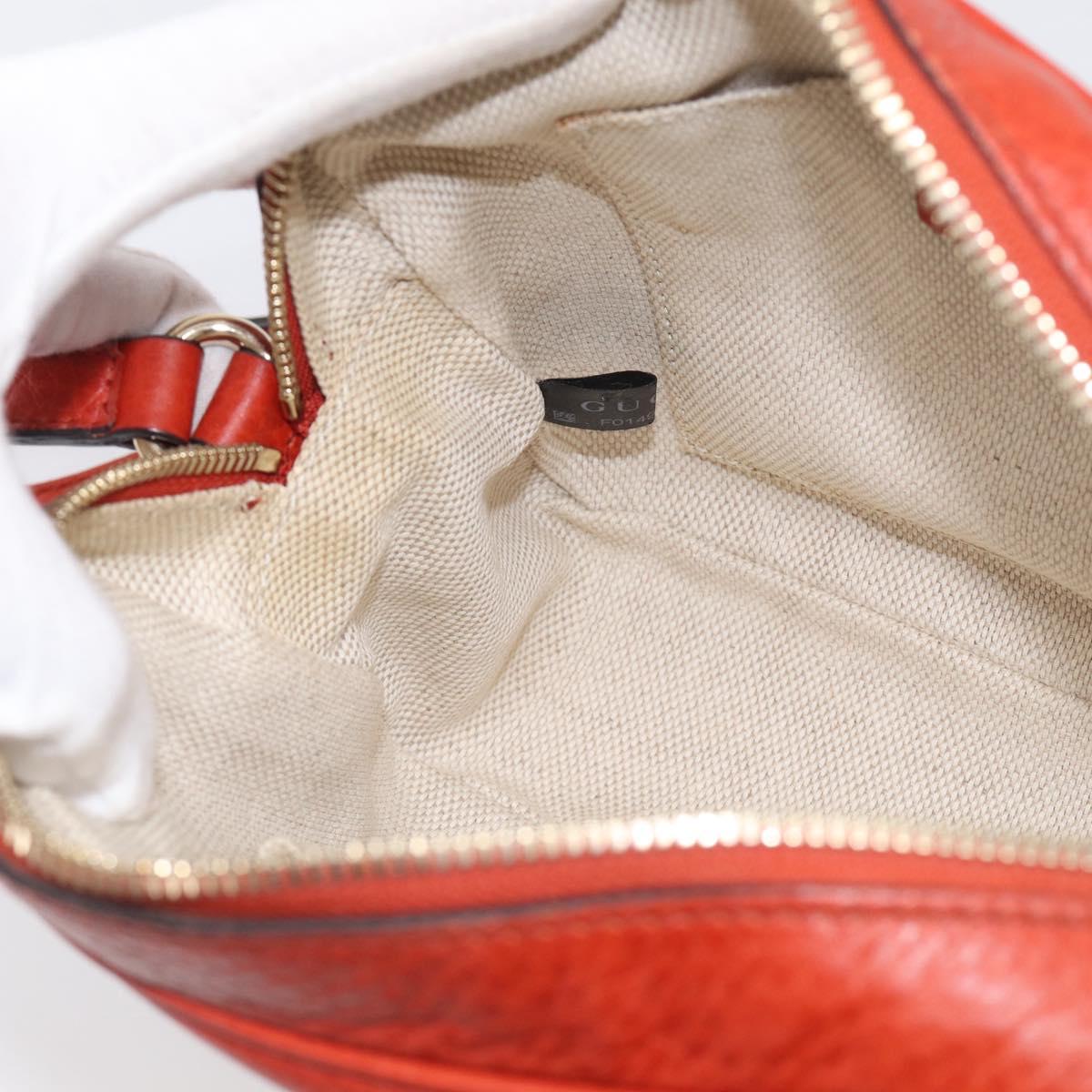 GUCCI Shoulder Bag Leather Orange Gold 308364 Auth ka7014