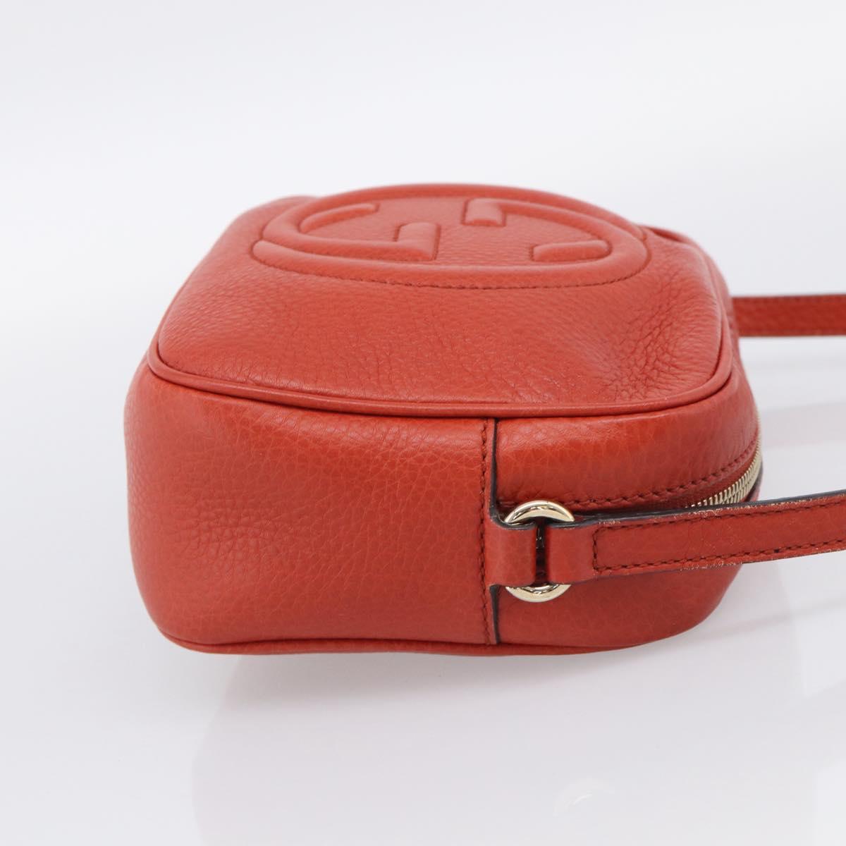 GUCCI Shoulder Bag Leather Orange Gold 308364 Auth ka7014