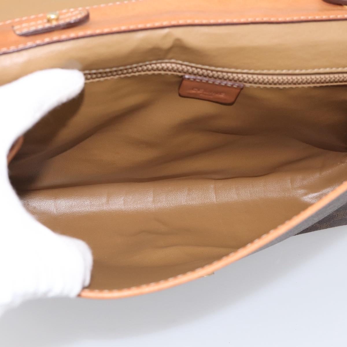 CELINE Macadam Canvas Shoulder Bag PVC Leather Brown Gold Auth ka7015