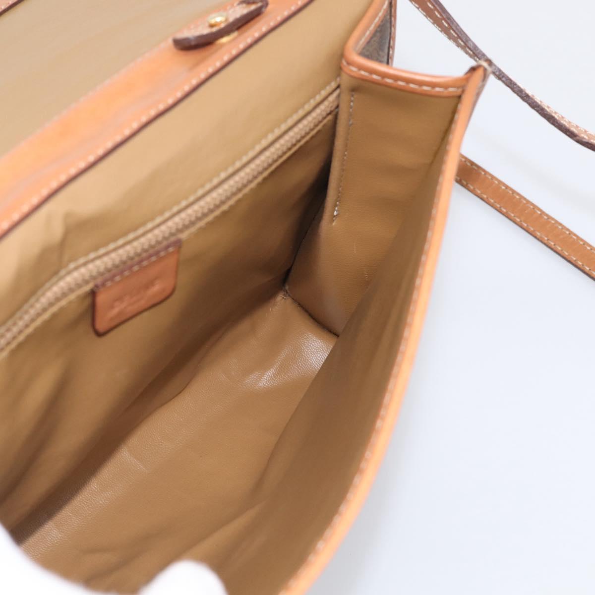 CELINE Macadam Canvas Shoulder Bag PVC Leather Brown Gold Auth ka7015
