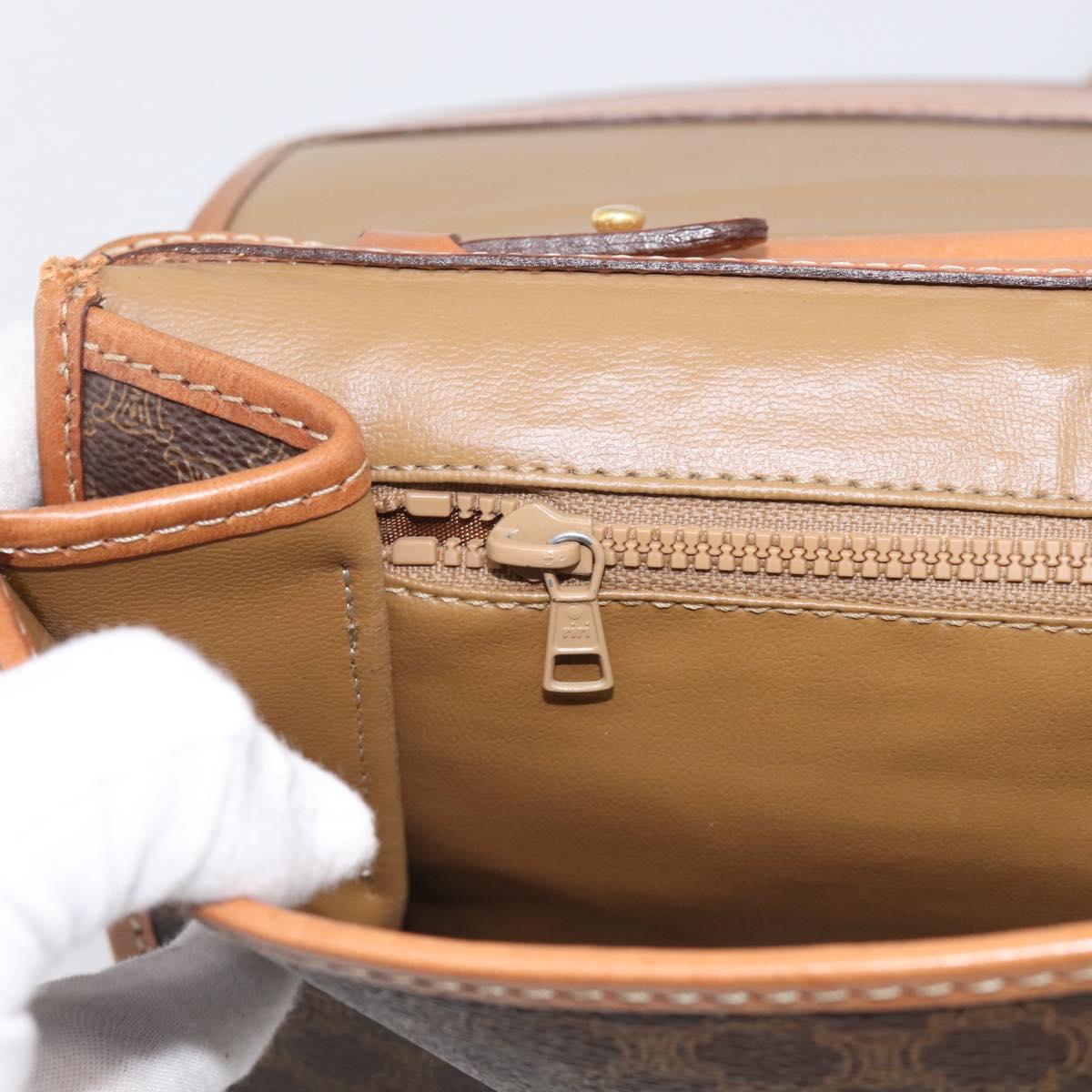CELINE Macadam Canvas Shoulder Bag PVC Leather Brown Gold Auth ka7015