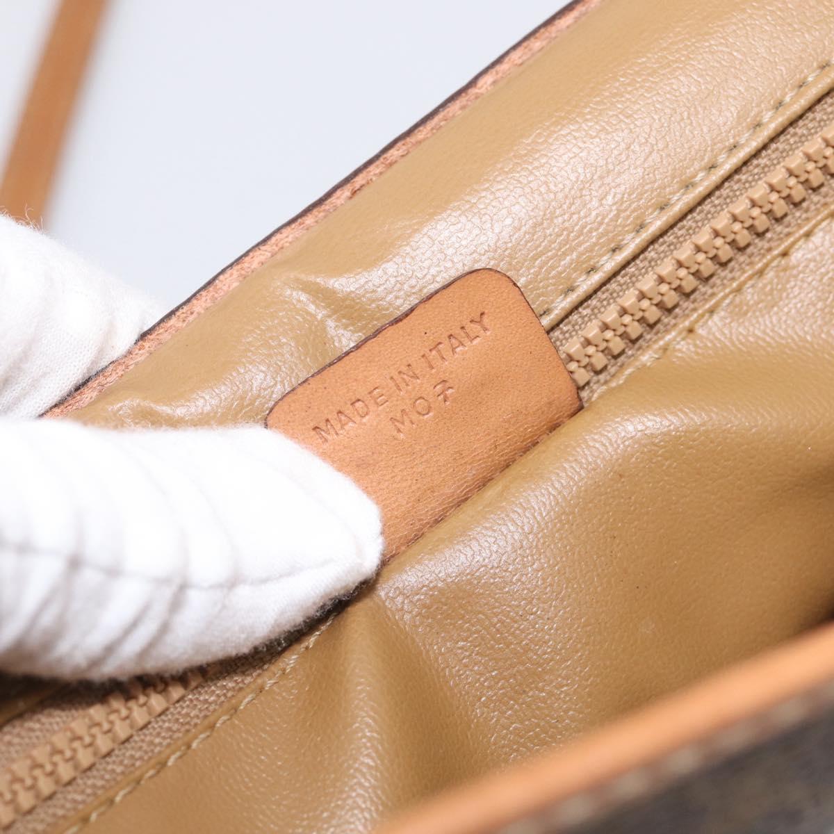 CELINE Macadam Canvas Shoulder Bag PVC Leather Brown Gold Auth ka7015