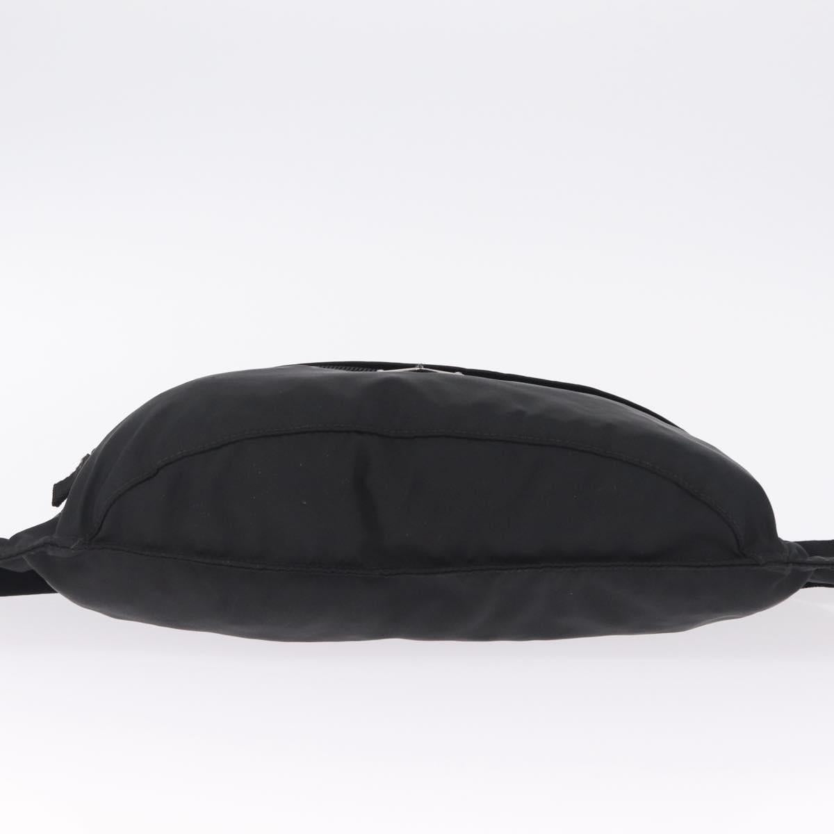 PRADA Waist Bag Nylon Black Silver Auth ka7017A