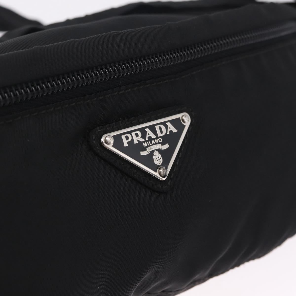 PRADA Waist Bag Nylon Black Silver Auth ka7017A