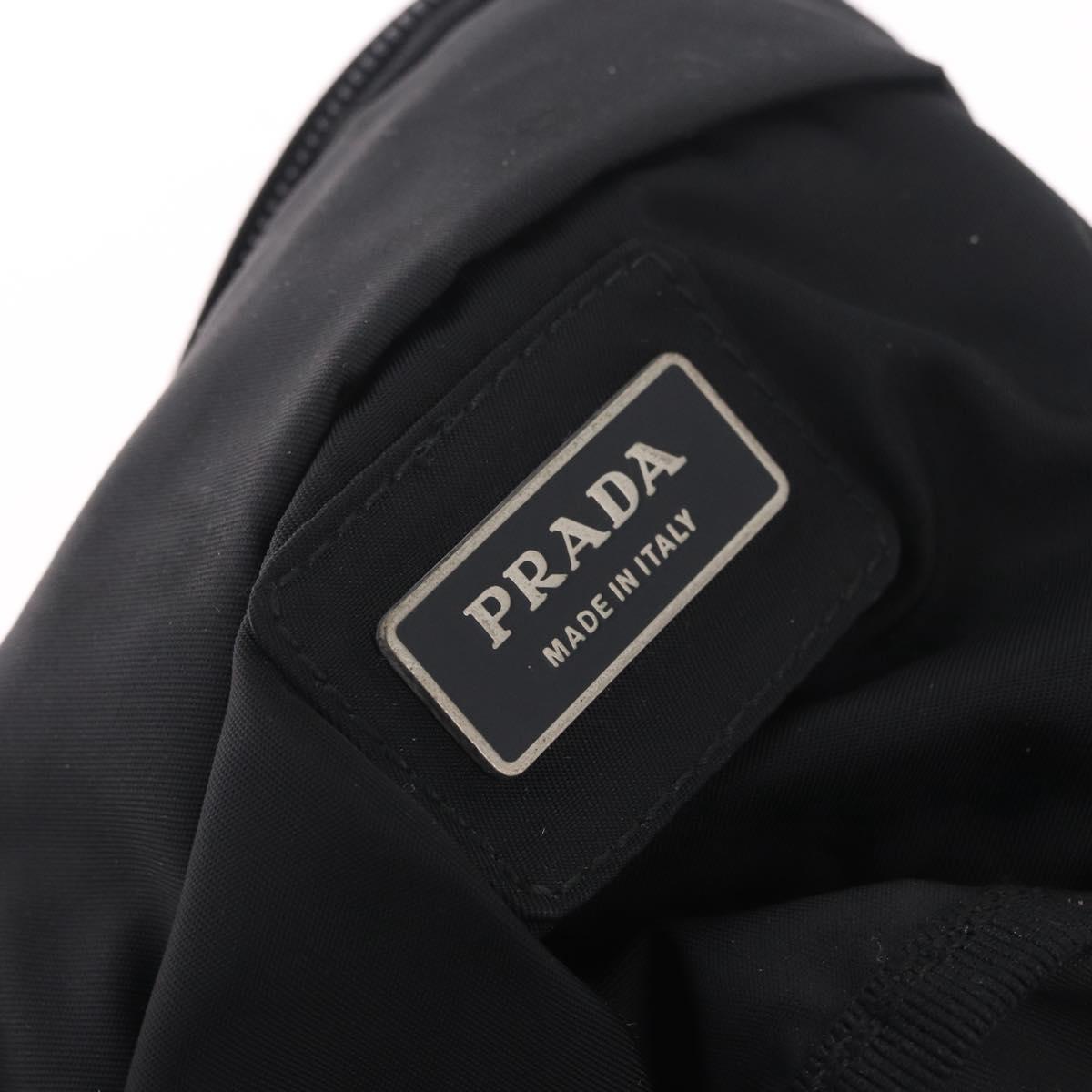 PRADA Waist Bag Nylon Black Silver Auth ka7017A