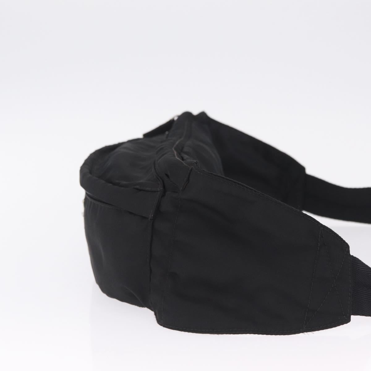 PRADA Waist Bag Nylon Black Silver Auth ka7017A