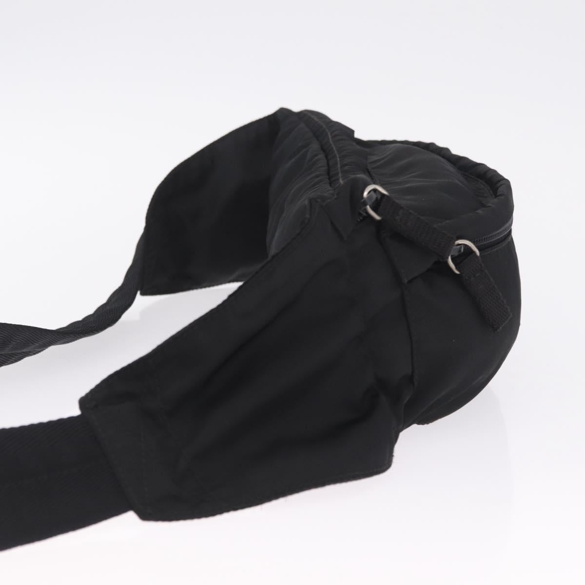 PRADA Waist Bag Nylon Black Silver Auth ka7017A