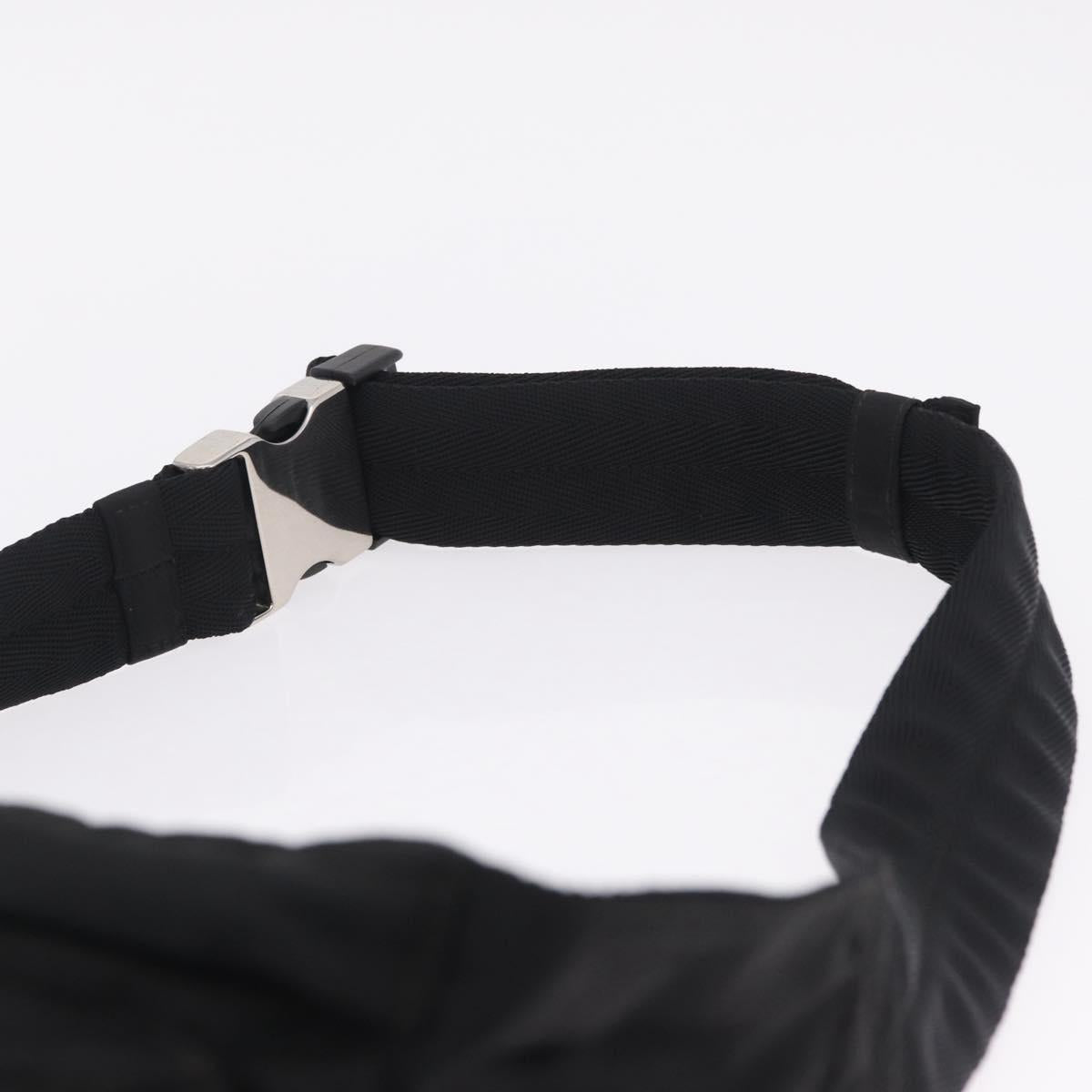 PRADA Waist Bag Nylon Black Silver Auth ka7017A