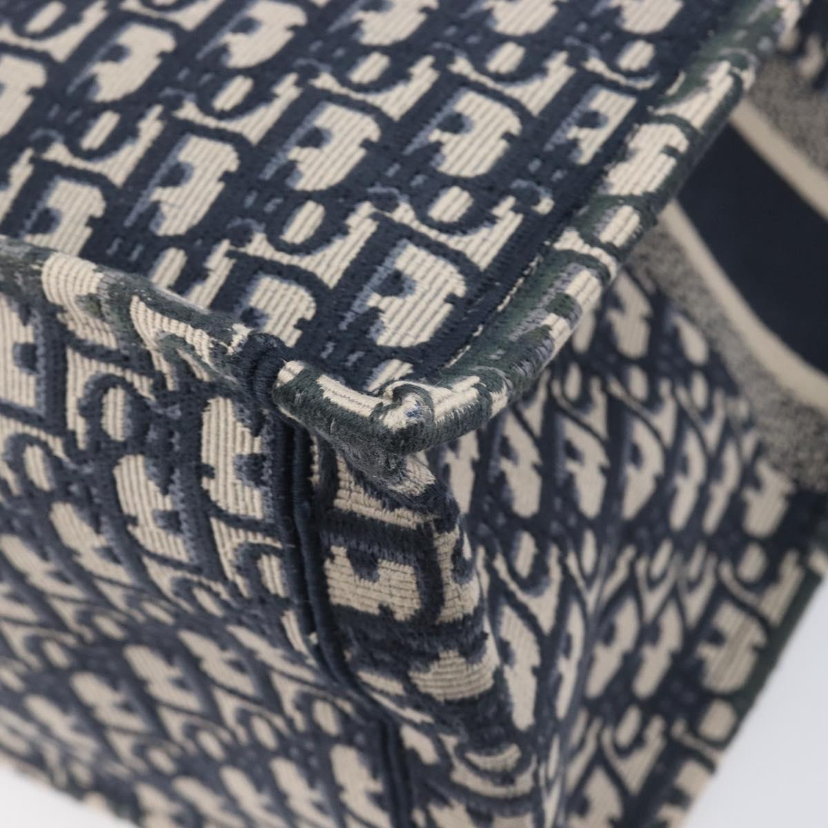 Christian Dior Trotter Canvas Oblique Book Tote Hand Bag Navy Auth ka7022