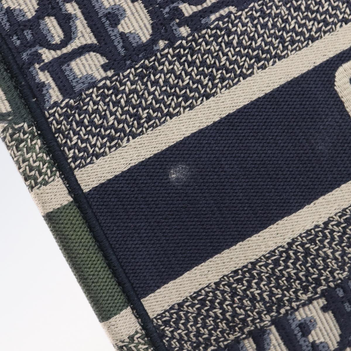 Christian Dior Trotter Canvas Oblique Book Tote Hand Bag Navy Auth ka7022