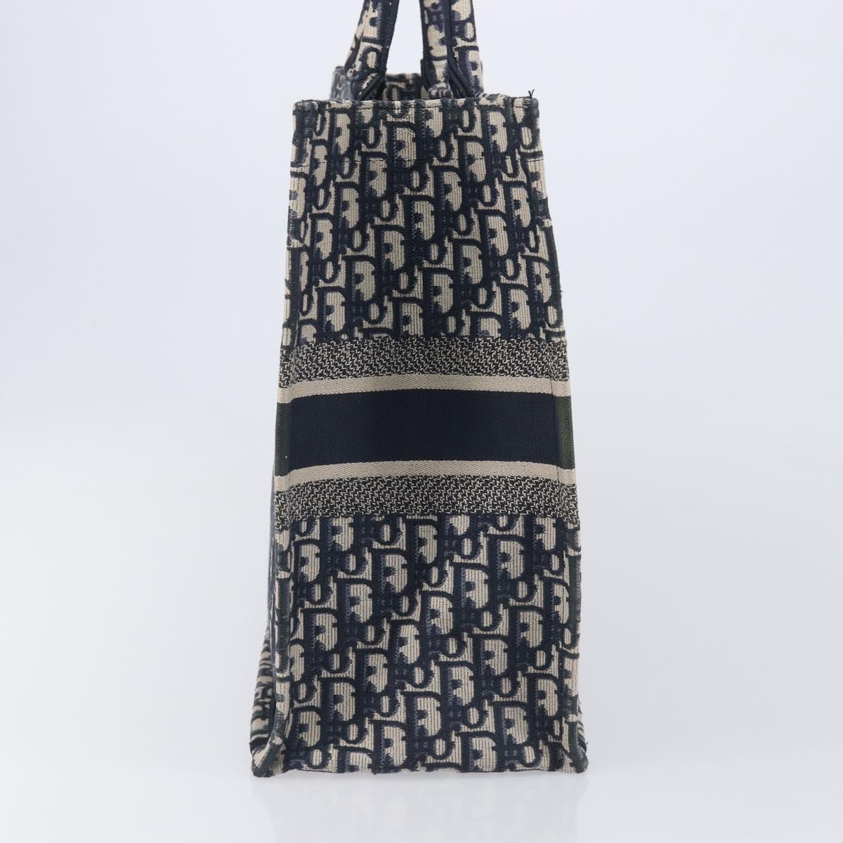 Christian Dior Trotter Canvas Oblique Book Tote Hand Bag Navy Auth ka7022