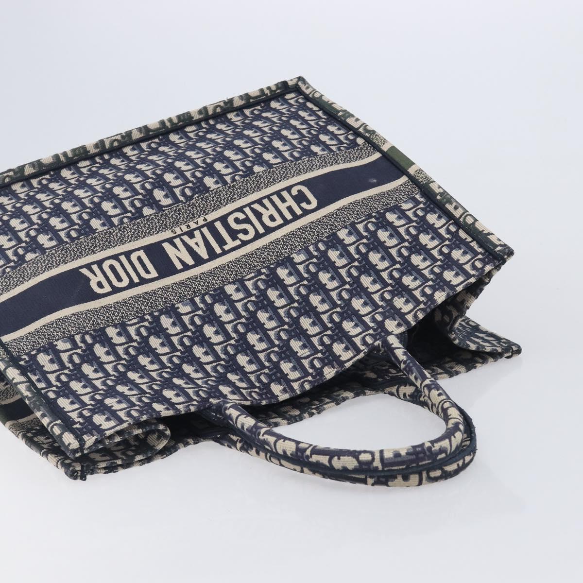 Christian Dior Trotter Canvas Oblique Book Tote Hand Bag Navy Auth ka7022