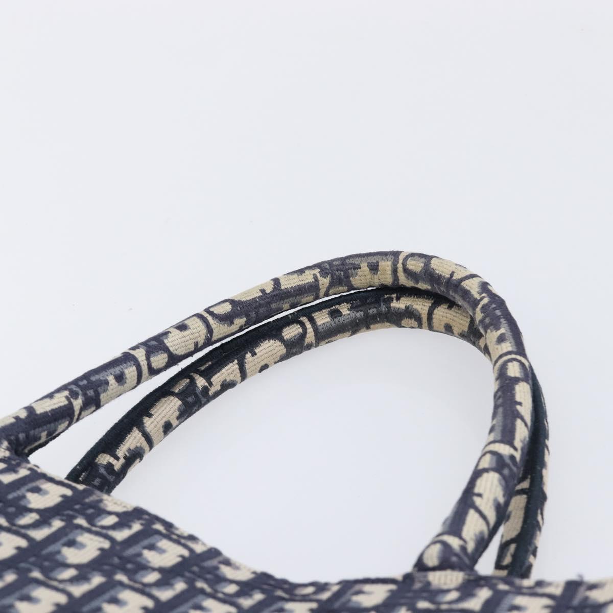 Christian Dior Trotter Canvas Oblique Book Tote Hand Bag Navy Auth ka7022