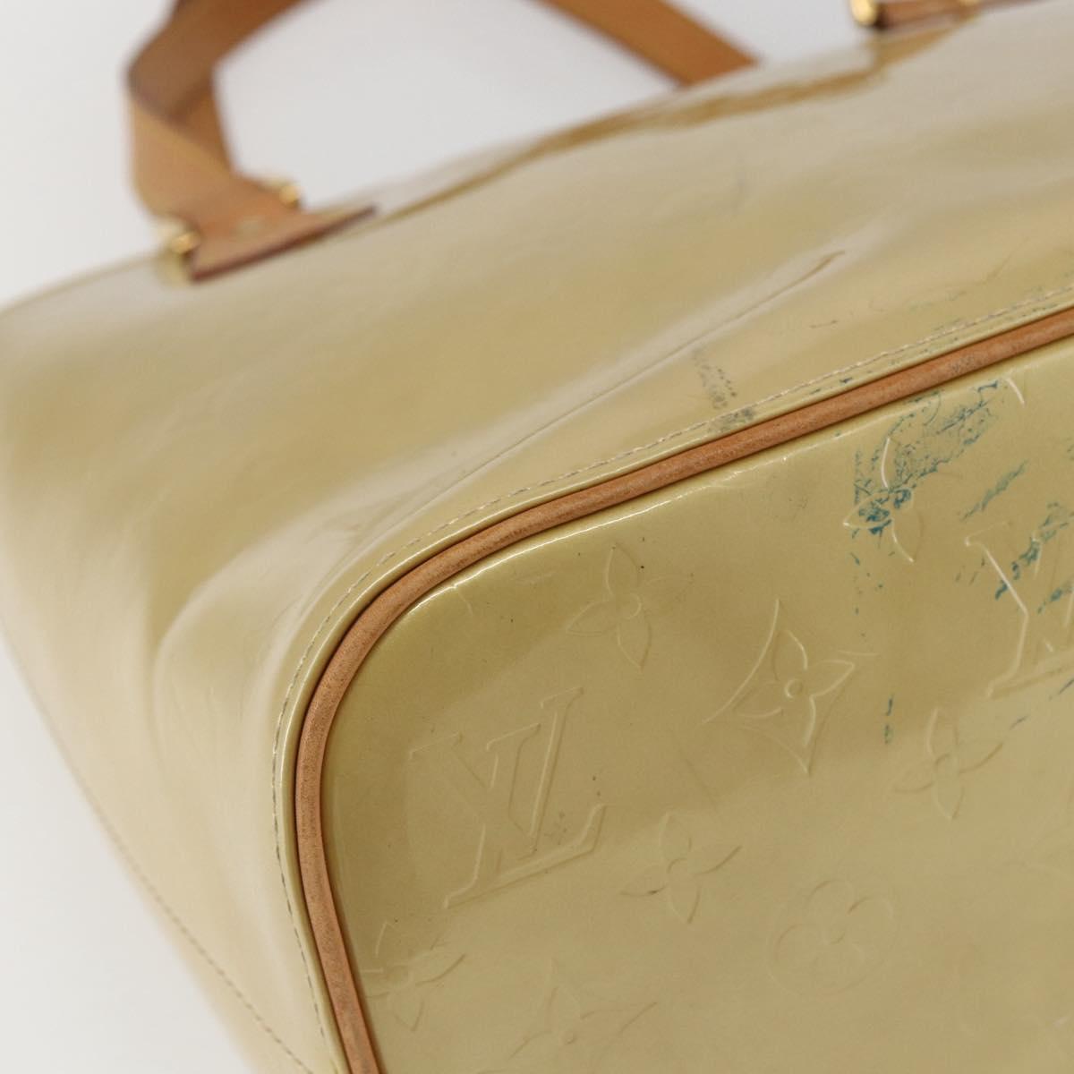 LOUIS VUITTON Monogram Vernis Houston Hand Bag Beige M91004 LV Auth ka712