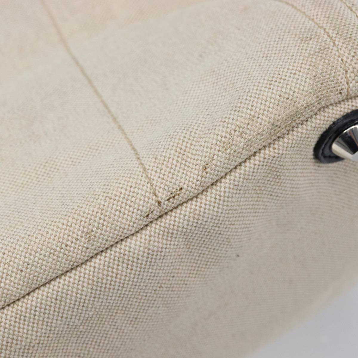 PRADA Canapa GM Hand Bag Canvas Beige Silver Auth ka7145A