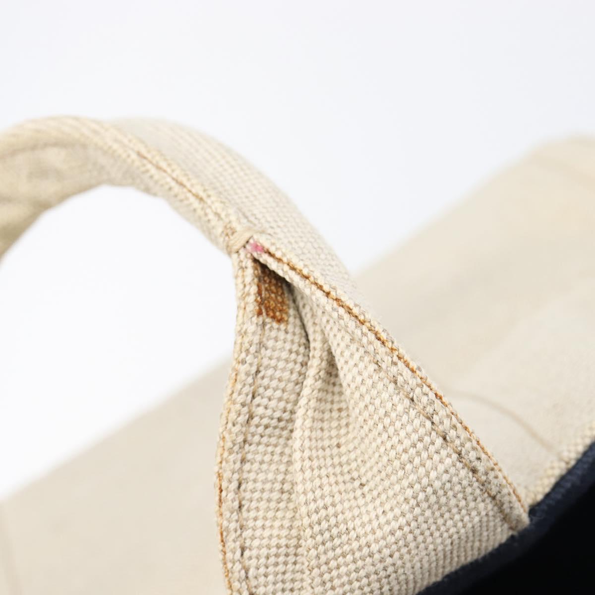 PRADA Canapa GM Hand Bag Canvas Beige Silver Auth ka7145A