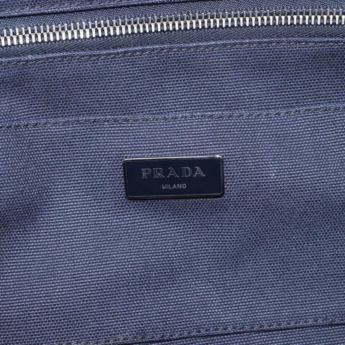 PRADA Canapa GM Hand Bag Canvas Beige Silver Auth ka7145A