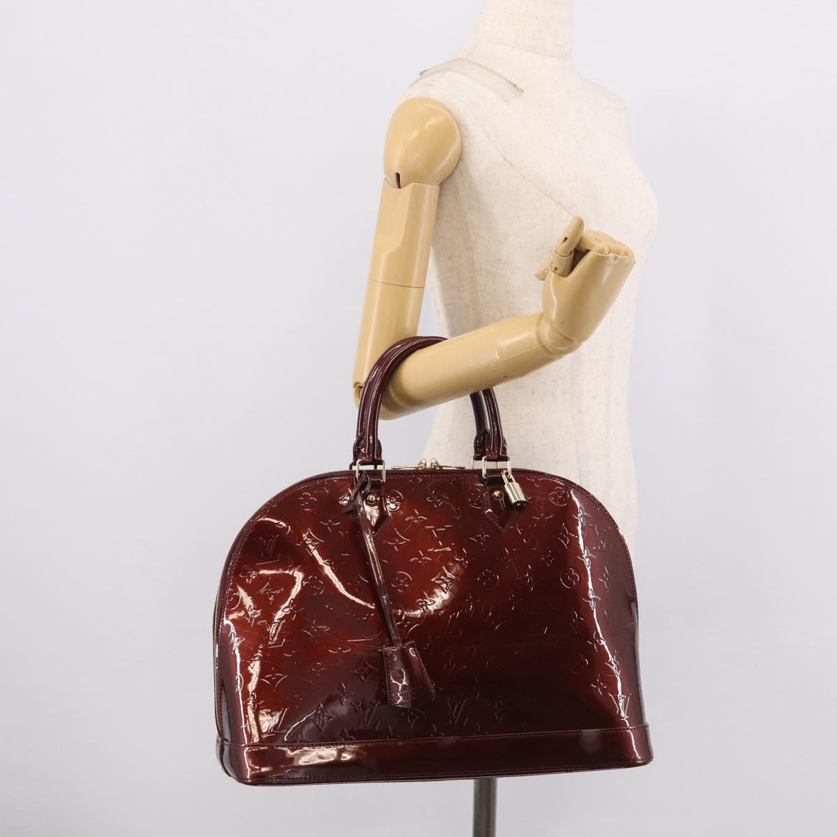 LOUIS VUITTON Monogram Vernis Alma PM Bag Rouge Favist M91691 LV Auth ka7152