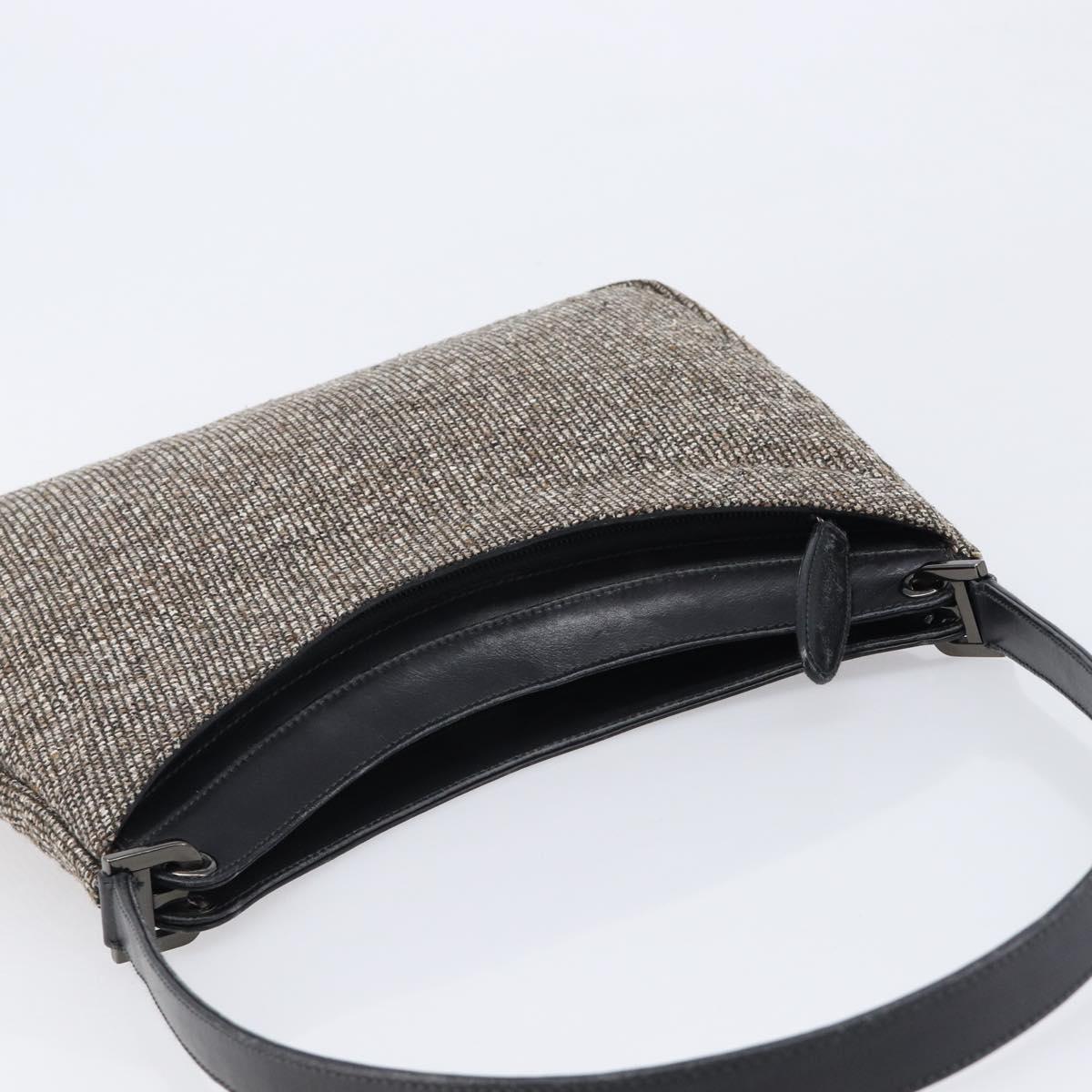 Bally Shoulder Bag Tweed Beige Silver Auth ka7160A
