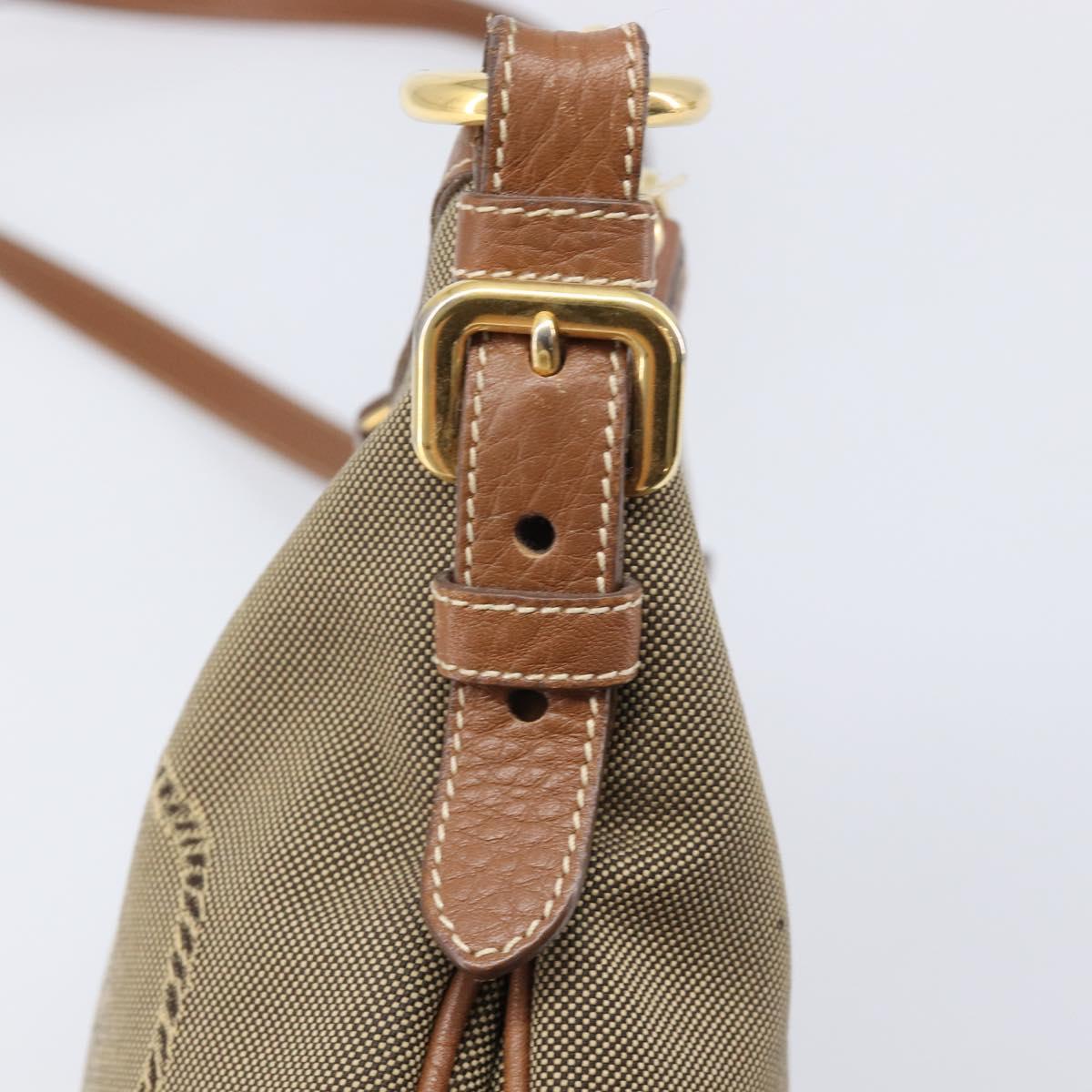 PRADA Shoulder Bag Canvas 2way Brown Gold Auth ka7161A