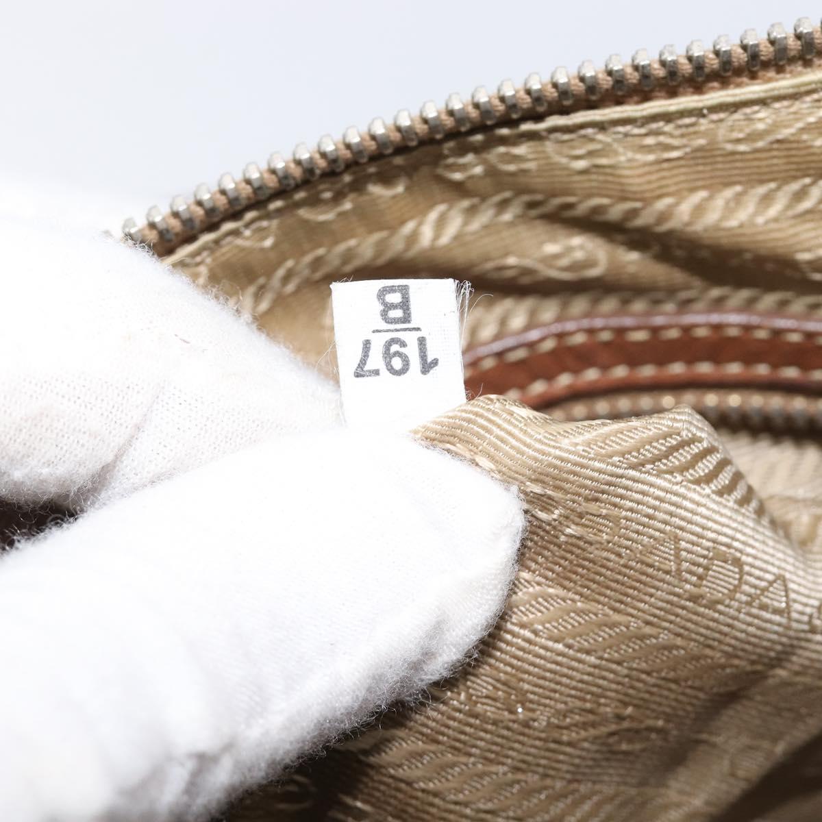 PRADA Shoulder Bag Canvas 2way Brown Gold Auth ka7161A