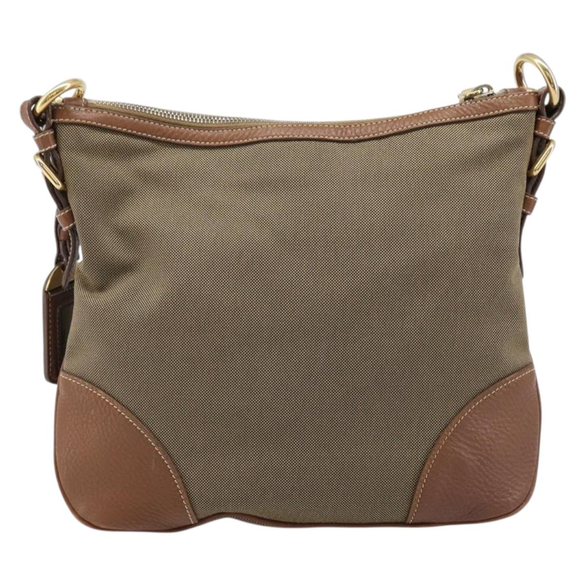 PRADA Shoulder Bag Canvas 2way Brown Gold Auth ka7161A