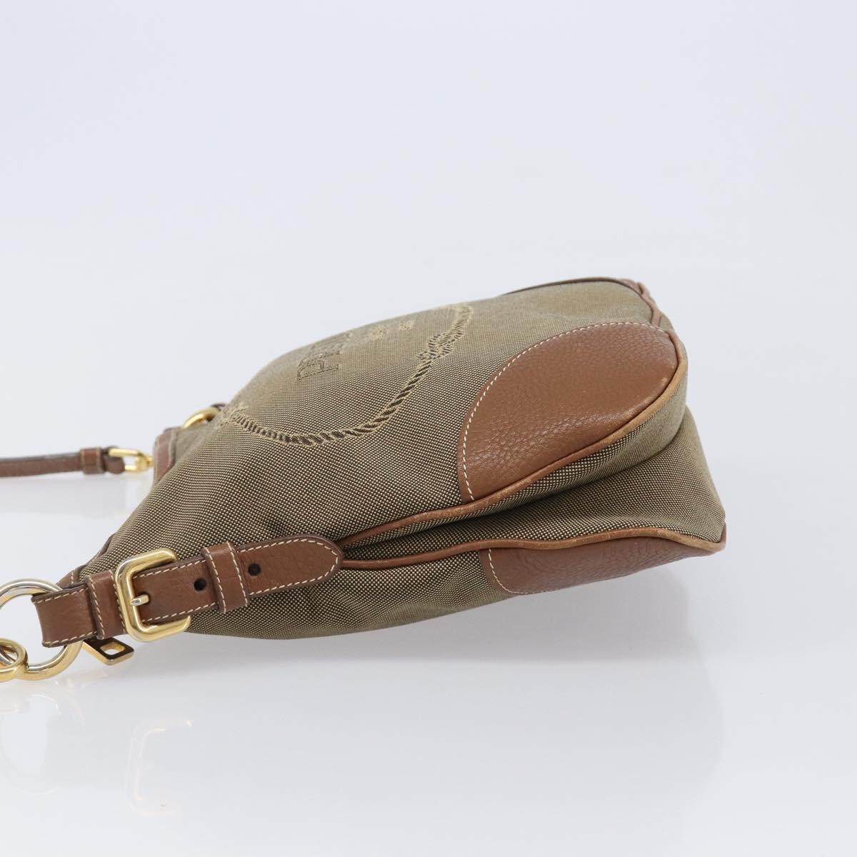 PRADA Shoulder Bag Canvas 2way Brown Gold Auth ka7161A