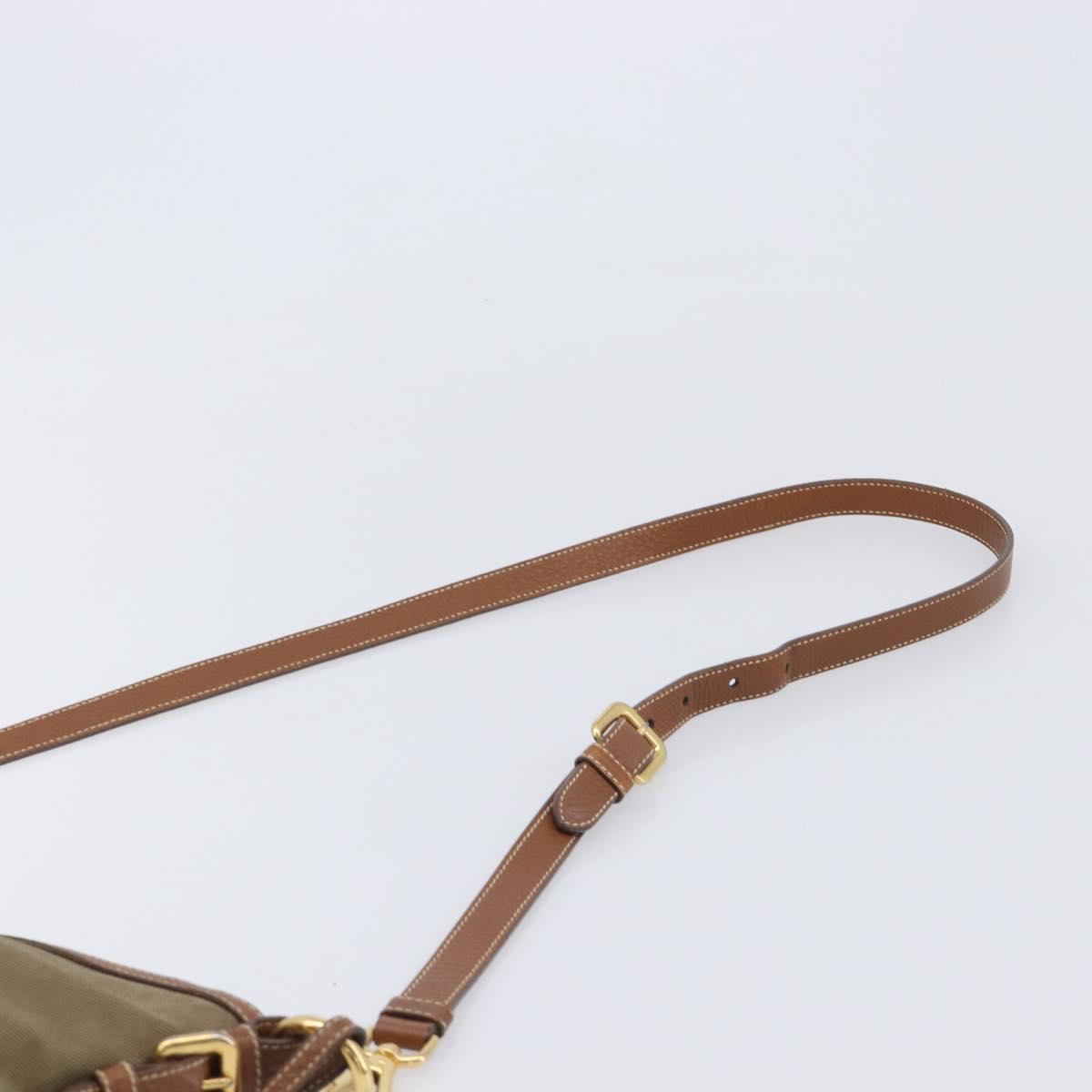 PRADA Shoulder Bag Canvas 2way Brown Gold Auth ka7161A