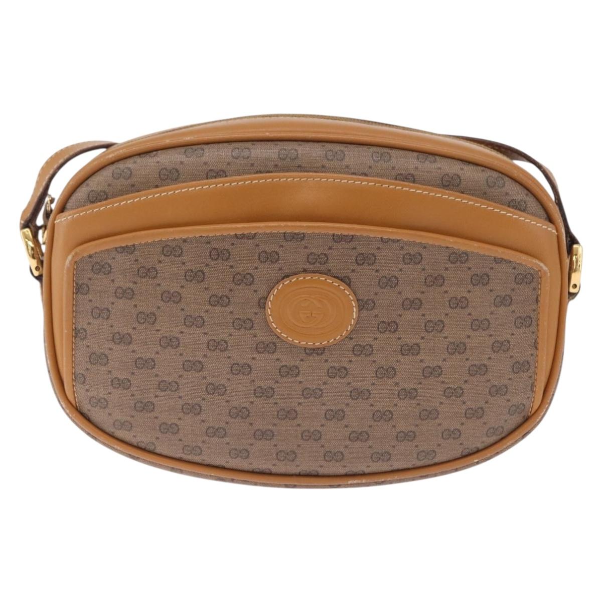 GUCCI Micro GG Supreme Shoulder Bag PVC Beige Gold 007 113 0115 Auth ka7162