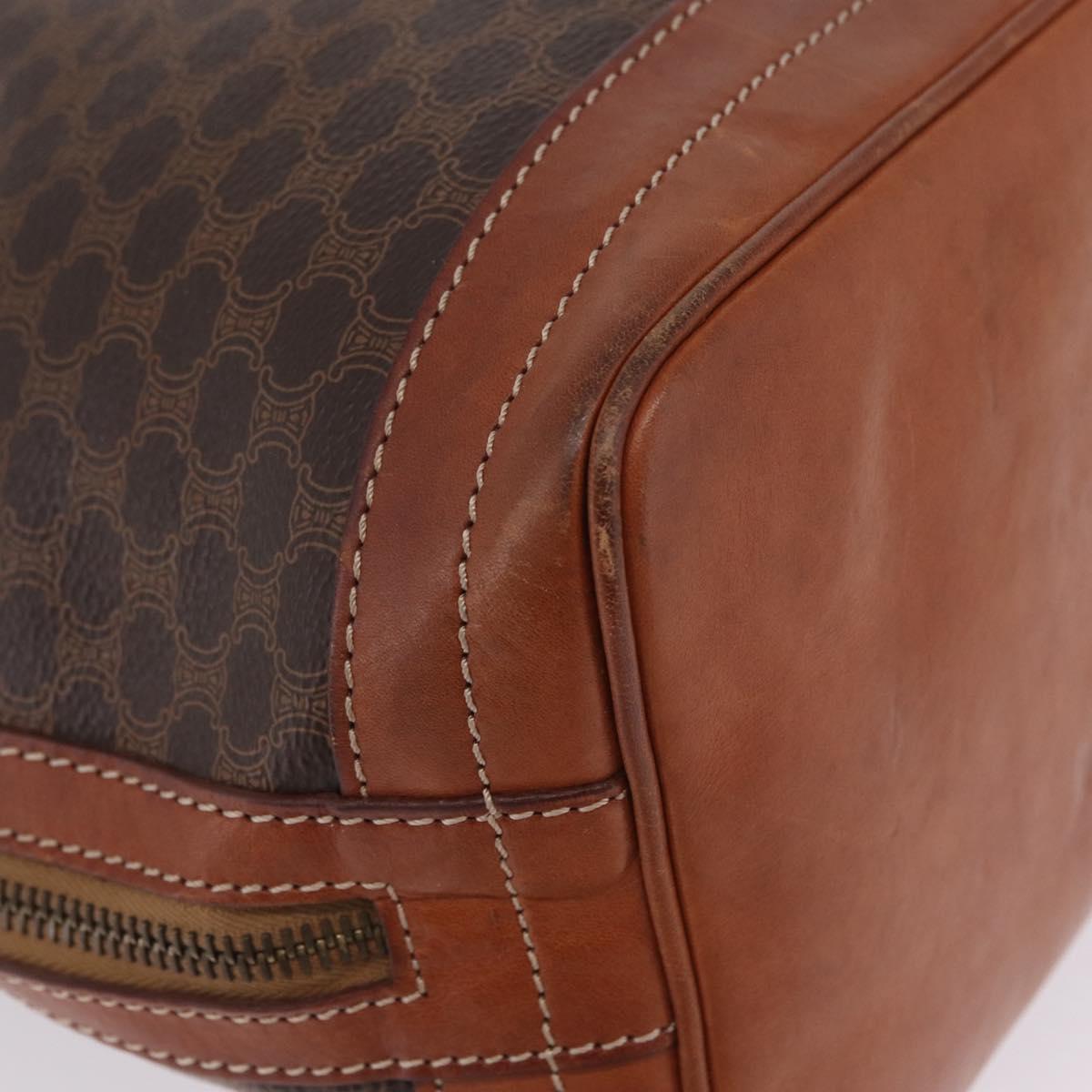 CELINE Macadam Canvas Shoulder Bag PVC Leather Brown Gold Auth ka7164