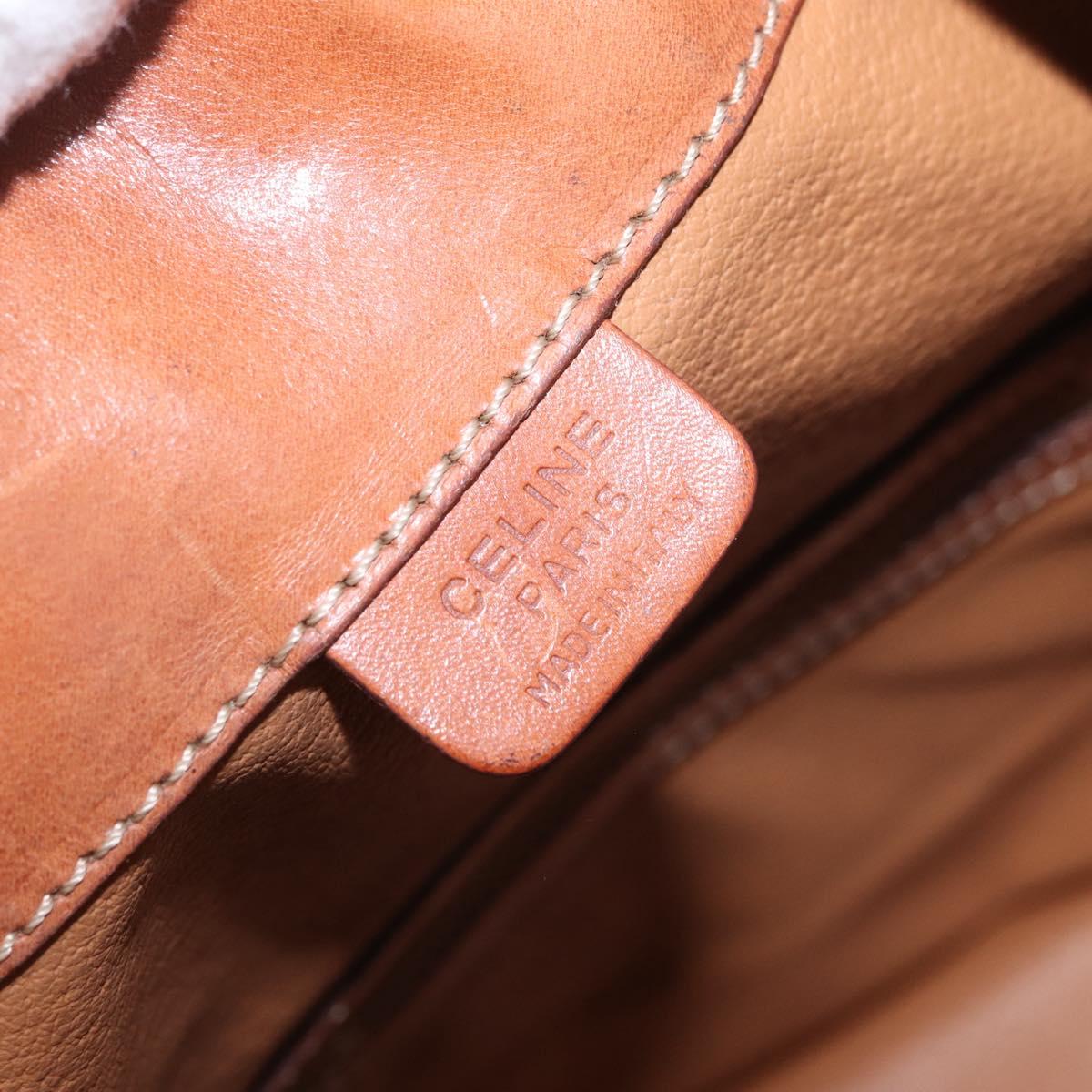 CELINE Macadam Canvas Shoulder Bag PVC Leather Brown Gold Auth ka7164