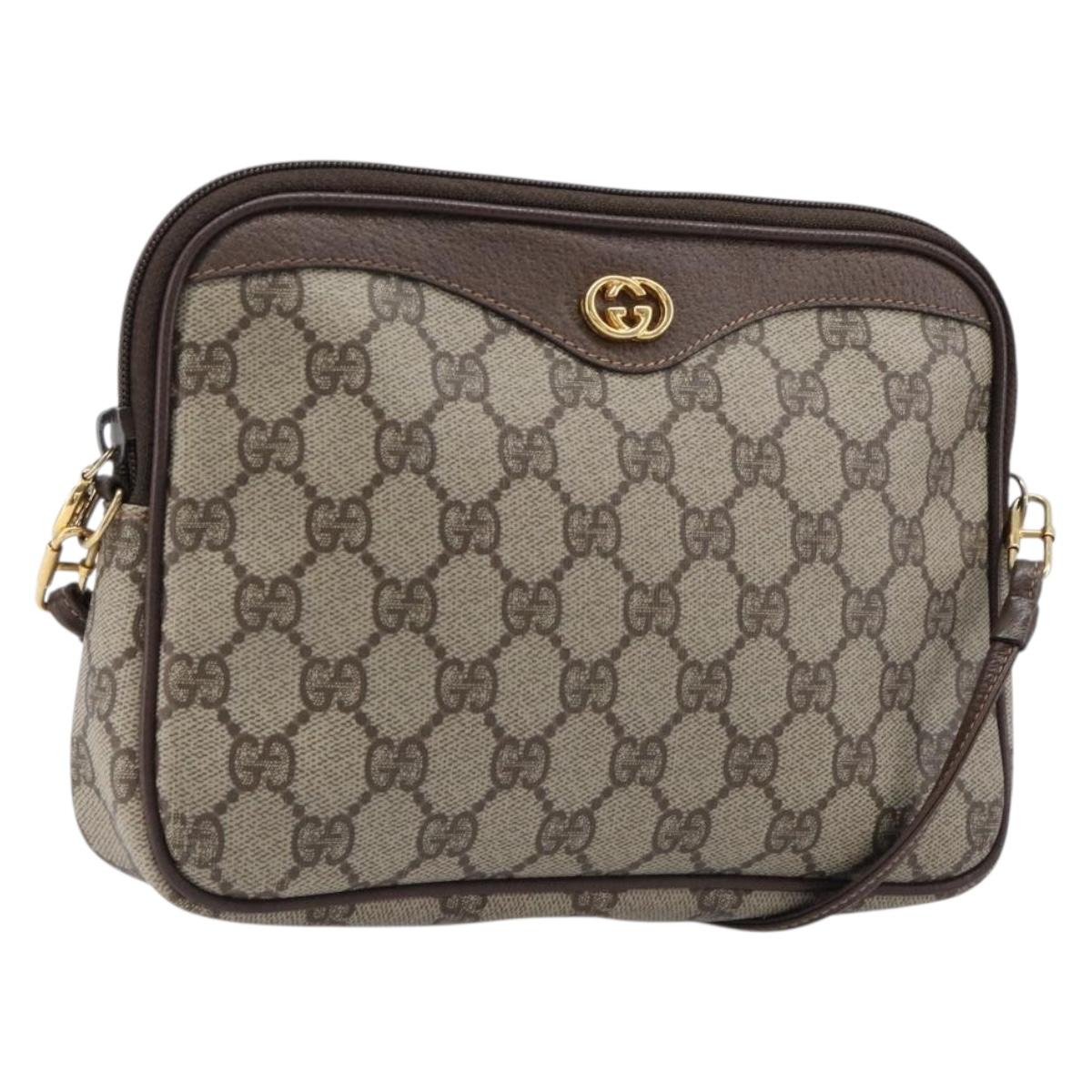 GUCCI GG Supreme Shoulder Bag PVC Beige Gold 97 02 068 Auth ka7165