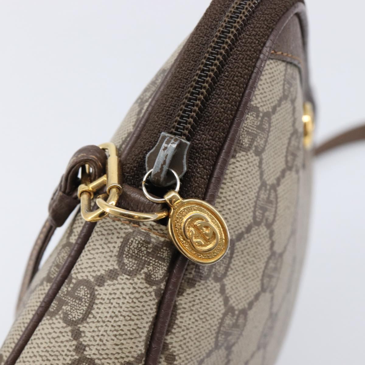GUCCI GG Supreme Shoulder Bag PVC Beige Gold 97 02 068 Auth ka7165