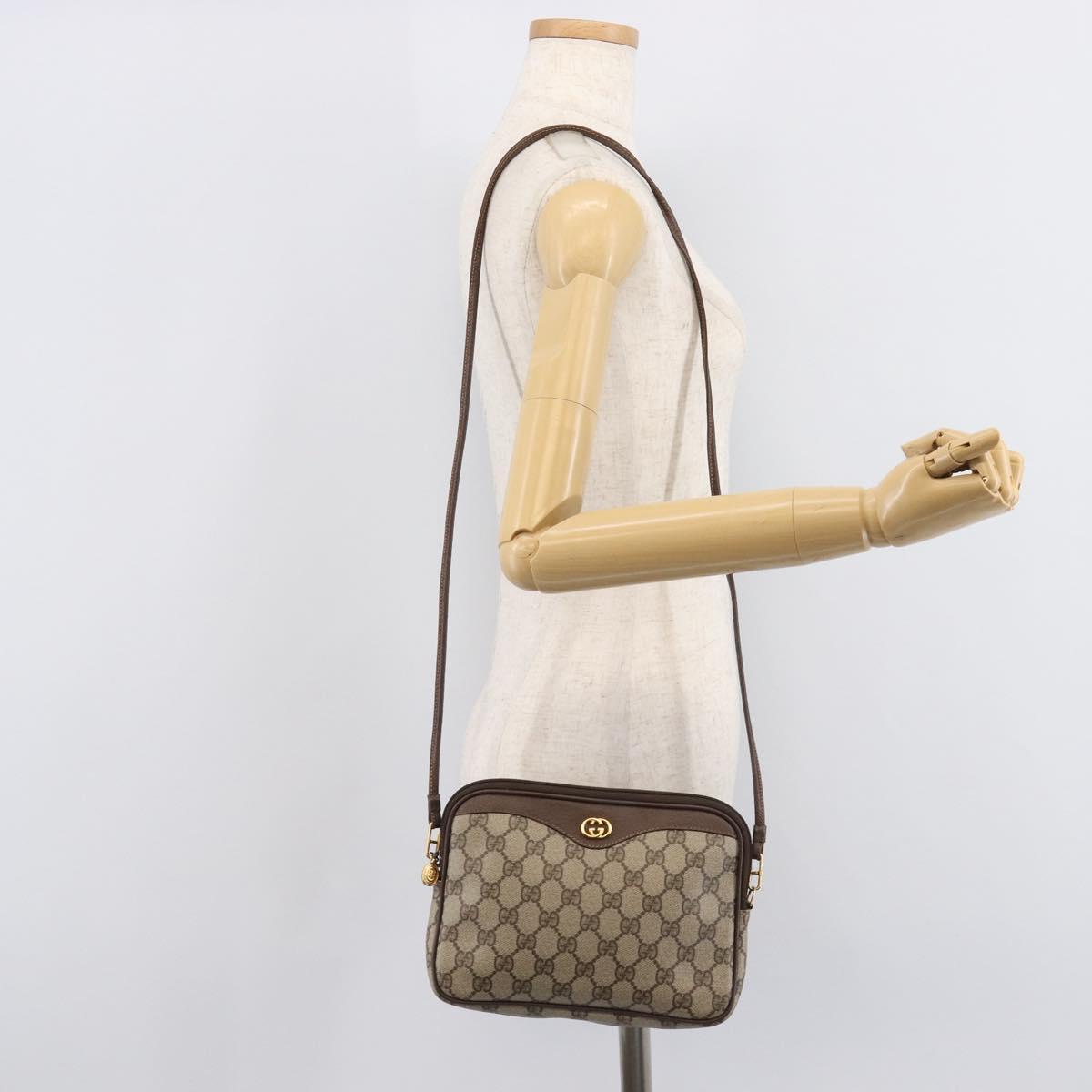 GUCCI GG Supreme Shoulder Bag PVC Beige Gold 97 02 068 Auth ka7165