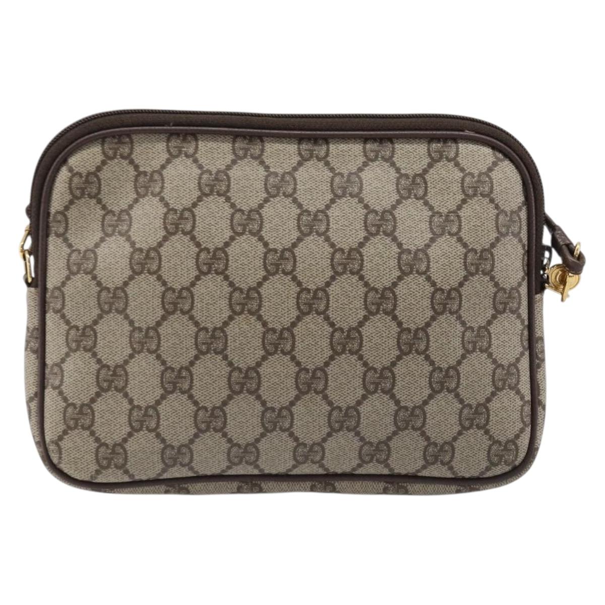 GUCCI GG Supreme Shoulder Bag PVC Beige Gold 97 02 068 Auth ka7165
