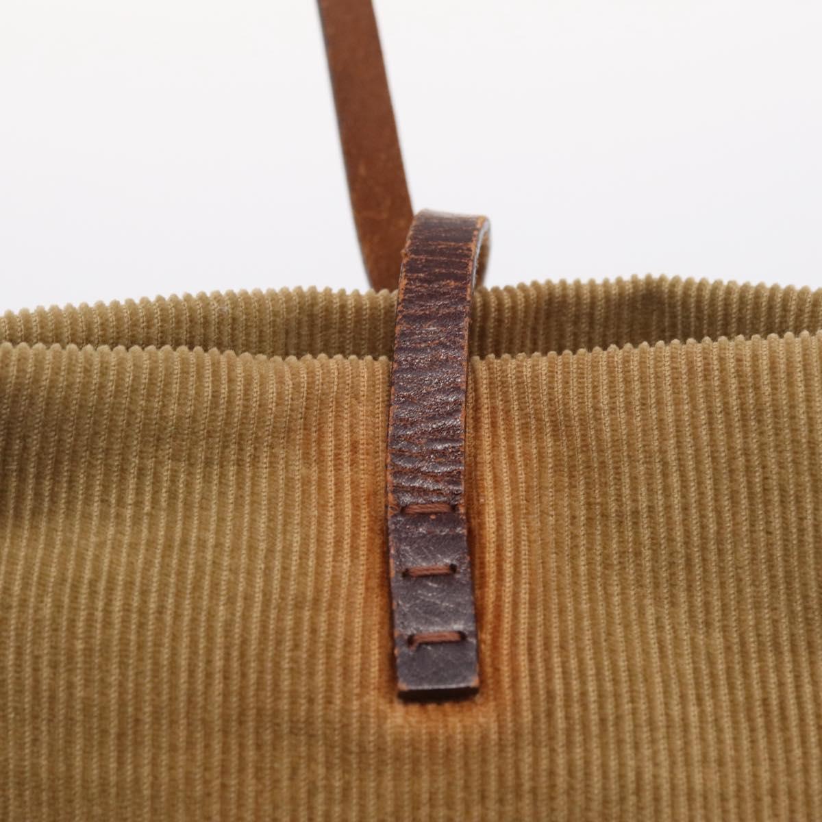 FENDI Shoulder Bag Corduroy Brown Silver Auth ka7168