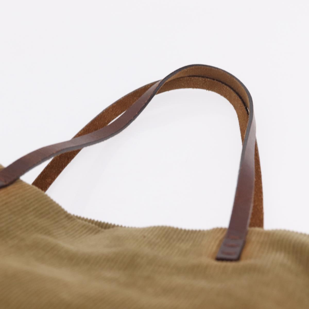 FENDI Shoulder Bag Corduroy Brown Silver Auth ka7168