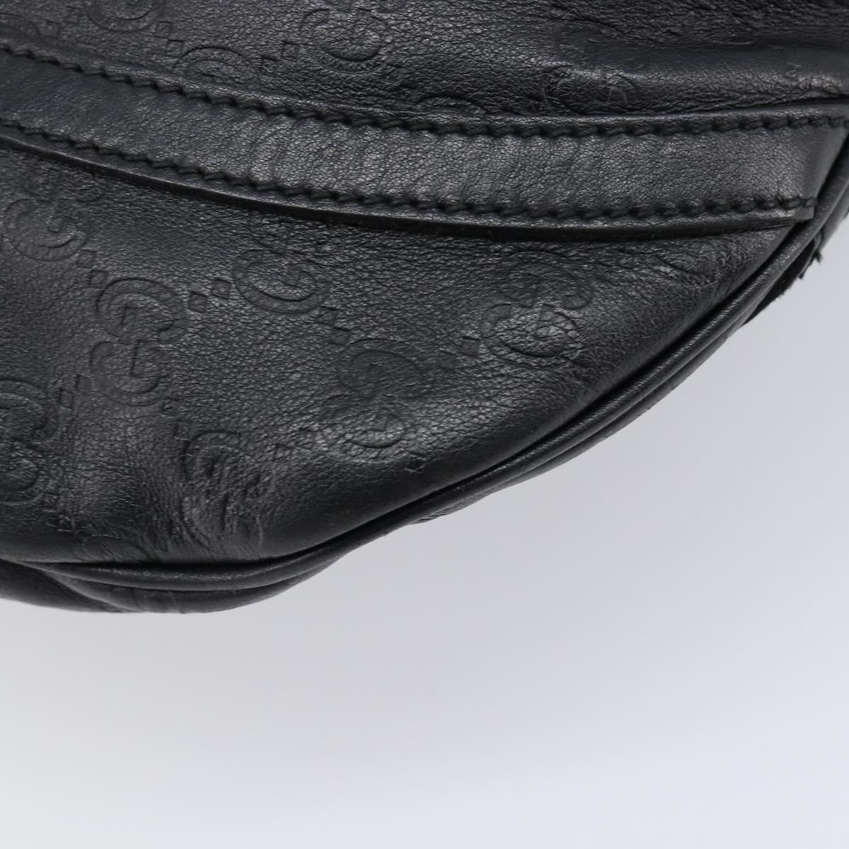 GUCCI GG Canvas Guccissima Shoulder Bag Leather Black Gold 204940 Auth ka7169