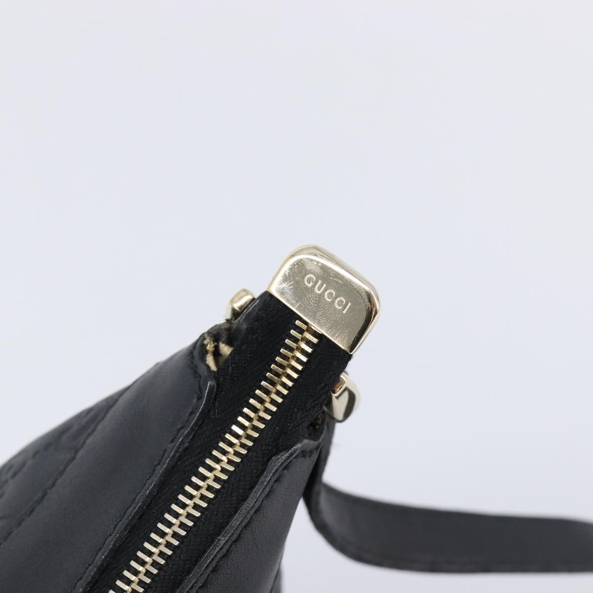 GUCCI GG Canvas Guccissima Shoulder Bag Leather Black Gold 204940 Auth ka7169