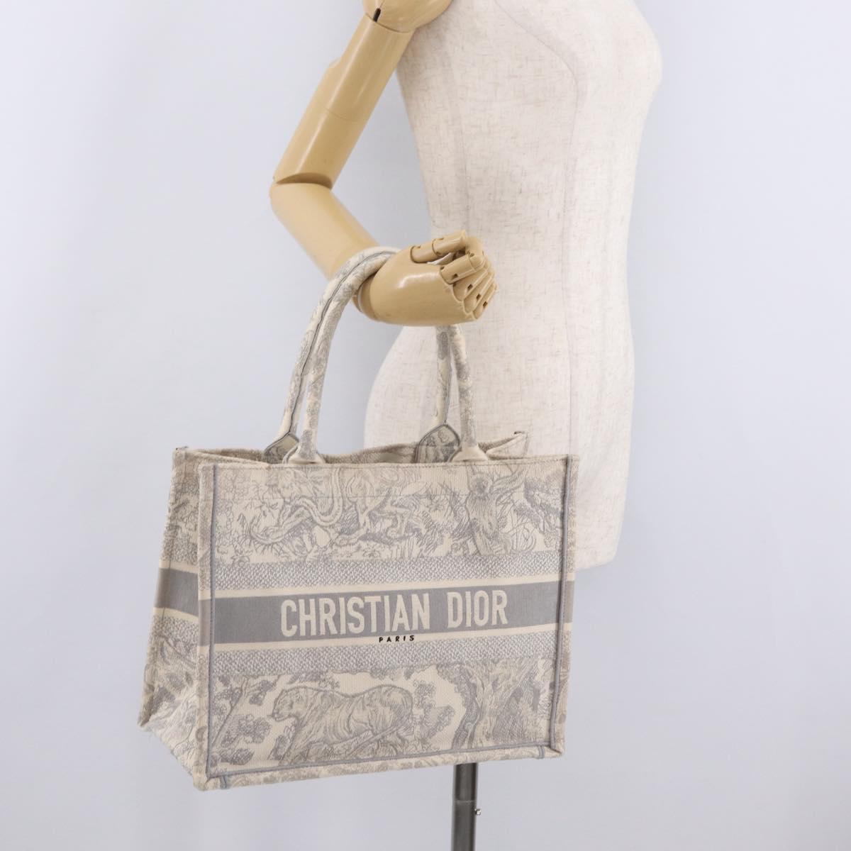Christian Dior Book Tote Medium Hand Bag Canvas Gray Auth ka7170