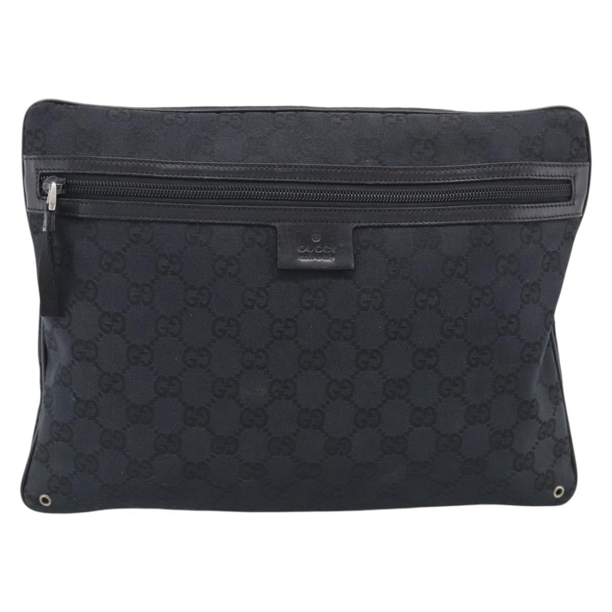 GUCCI GG Canvas Shoulder Bag Black Silver 90476 Auth ka7171A