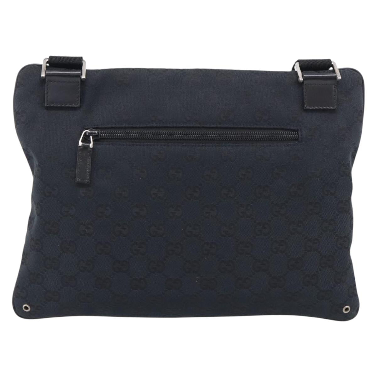 GUCCI GG Canvas Shoulder Bag Black Silver 90476 Auth ka7171A