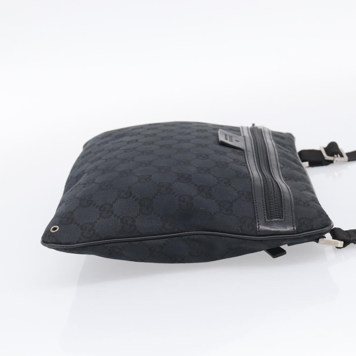 GUCCI GG Canvas Shoulder Bag Black Silver 90476 Auth ka7171A
