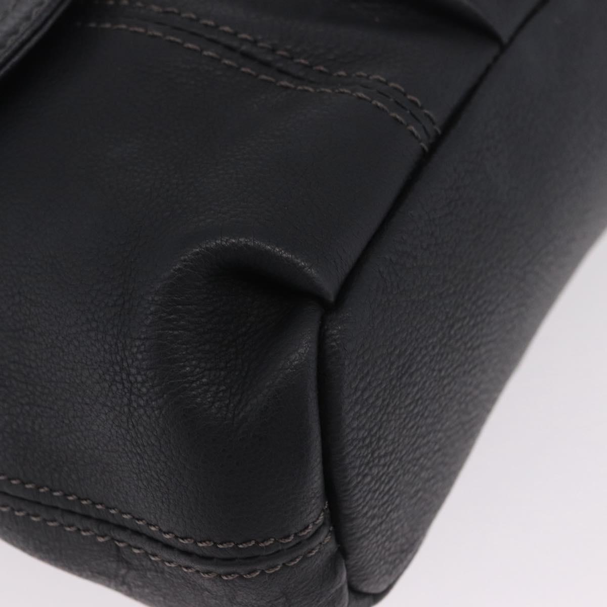 BURBERRY Shoulder Bag Leather Black Gold Auth ka7174