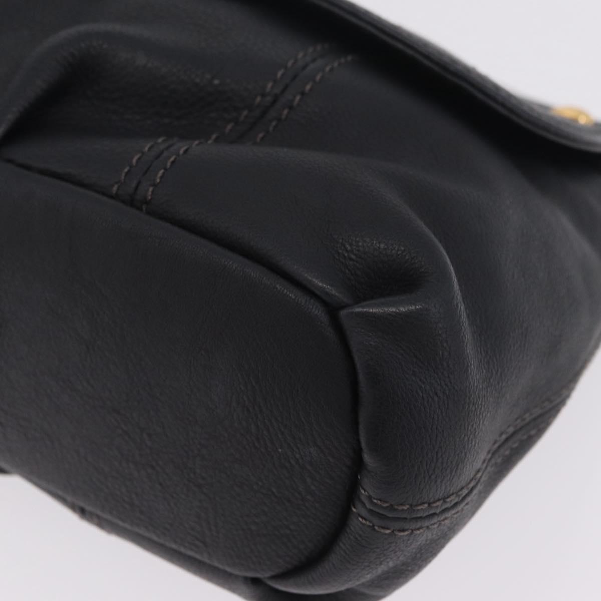 BURBERRY Shoulder Bag Leather Black Gold Auth ka7174