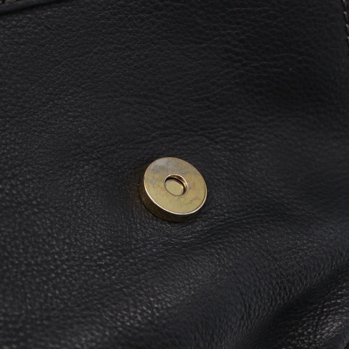 BURBERRY Shoulder Bag Leather Black Gold Auth ka7174